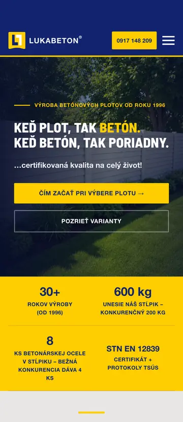 LUKABETON — náhľad webu (mobil)